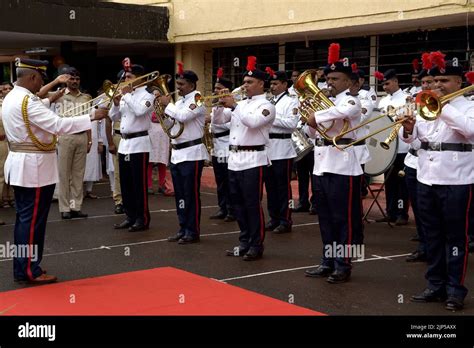 Navi Mumbai India August Police Personnel During The Flag