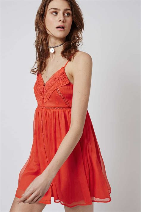 Lyst Topshop Button Down Sundress In Red