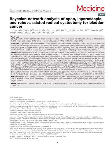 Pdf Bayesian Network Analysis Of Open Laparoscopic And Robot