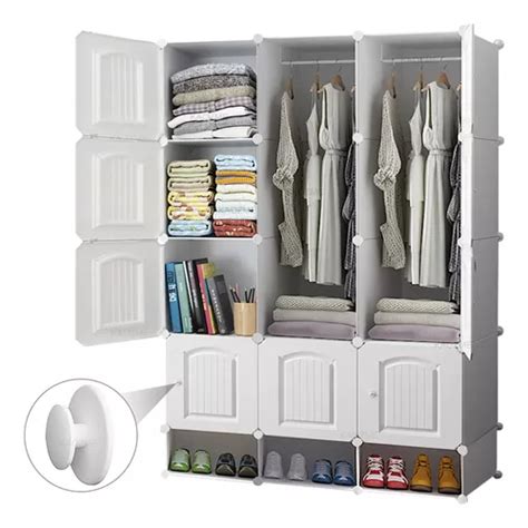 Closet Portatil D Armario Pl Stico Ropero Zapateros Color Blanco