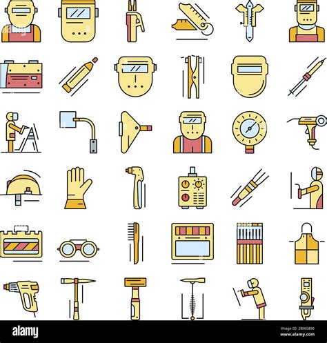 Welder Icon Set Outline Style Stock Vector Image Art Alamy