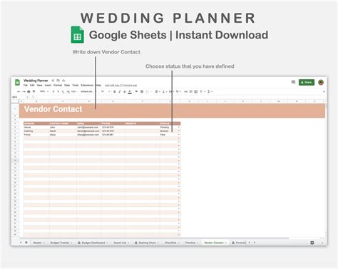 Google Sheets - Wedding Planner - Neutral – kjunstudio