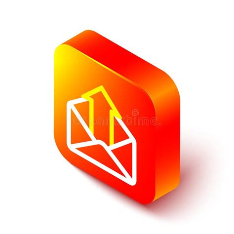 Isometric Line Outgoing Mail Icon Isolated On White Background