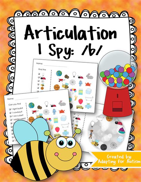 Articulation I Spy Game B Edition 3 Levels Of Difficulty {speech Therapy} Speech Therapy