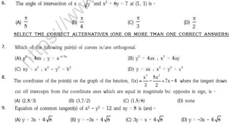 Jee Mathematics Application Of Derivatives Mcqs Set C With Answers