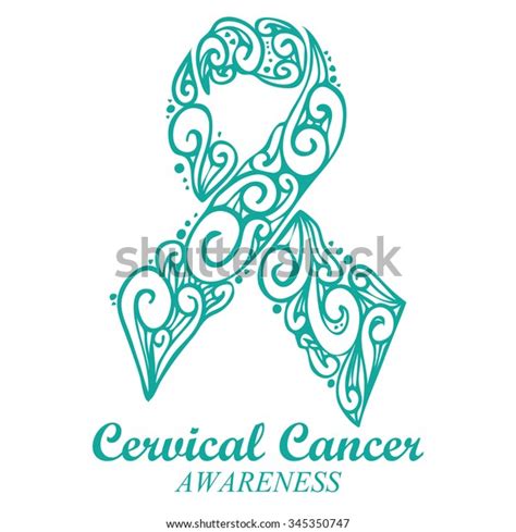 Teal White Ribbon Cervical Cancer Awareness Stock Vector (Royalty Free ...