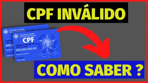 Como Saber Se Meu Cpf Est Inv Lido Youtube