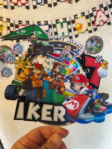 Custom Mario Kart Cake Topper Birthday Cake Topper Shaker And Lights