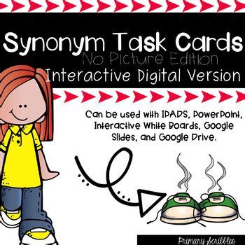 synonym task cards edition  digital version  pictures word work