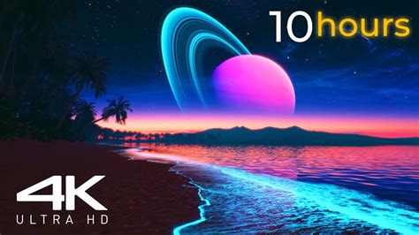 10 Hours Loop - Bioluminescent Beach, Screensaver, Live Wallpaper - 4K ...