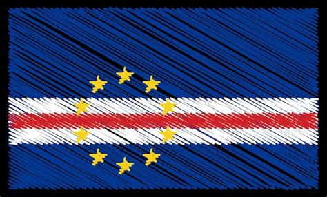 Bandera De Cabo Verde Con Efecto De Garabateo De Bocetos Vector Premium