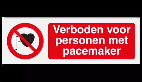 Verbodsbord Verboden Voor Personen Met Pacemaker Van Aluminium 30 X 10 Cm