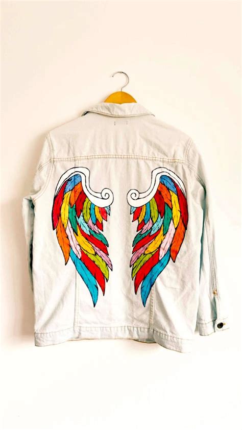 Rainbow Wings Hand Painted Denim Jacket Ready To Go To Its New Owner