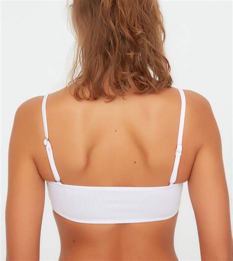 Buy Trendyol Textured Strapless Bikini Top In White 6thStreet UAE