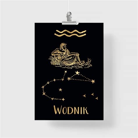 Elegancki Plakat Ze Znakiem Zodiaku Wodnik Do Dekoracji Salonu