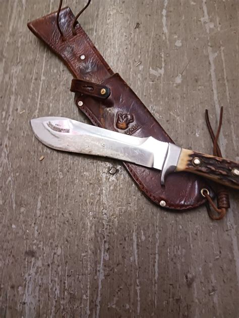 Mavin Vintage Puma 6377 White Hunter Knife Stag Handle Germany W Sheath