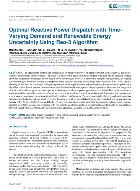 PDF Optimal Reactive Power Dispatch With Time Varying Demand And