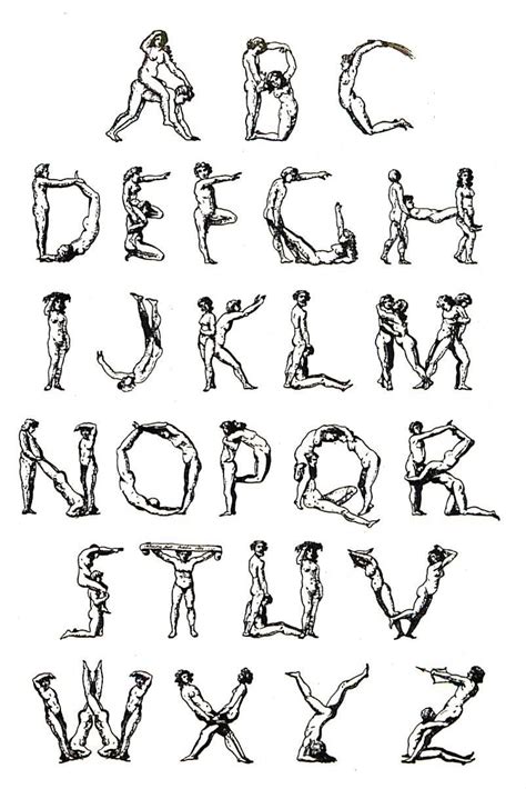 Nude Naked Alphabet From Old Engraving Modern Postcard HipPostcard