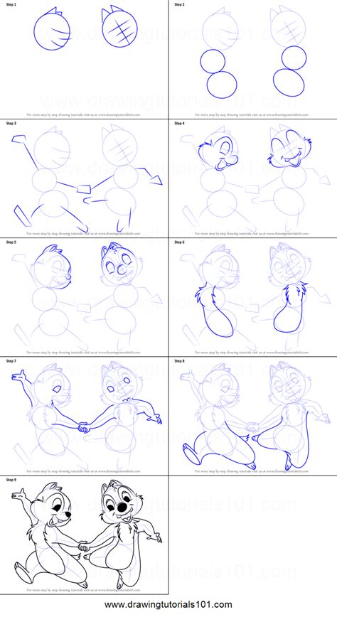 How To Draw Chip And Dale Printable Drawing Sheet By