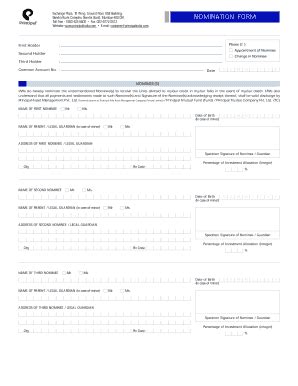 Principal Mutual Fund Nomination Form Fill Online Printable