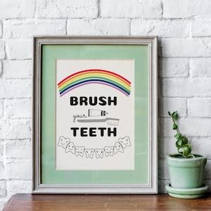 Brush Your Teeth Poster. Dental Health Printable. Kids Hygiene Poster ...