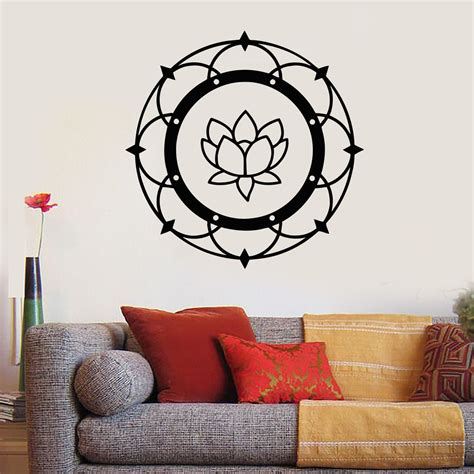 Vinyl Wall Decal Lotus Mandala Yoga Buddhism Meditation Room Stickers