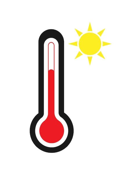 Ícone de termômetro vetorial ícone de sol clima quente sensor de