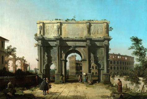 Canaletto View The Arch Of Constantine With The Coliseum 1742 45