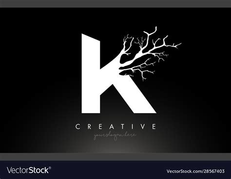 Letter k design logo with creative tree branch Vector Image