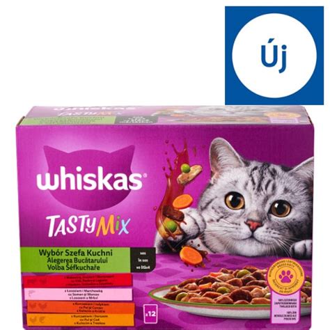 Whiskas Tasty Mix teljes értékű nedves eledel felnőtt macskáknak 12 x