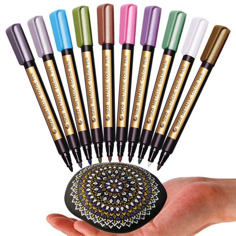 Metallic Markers Pen for Rock Painting - Medium Point, Metallic Color Paint Markers for Ceramic ...