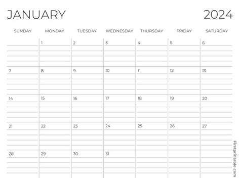 The January Calendar Is Shown In Black And White