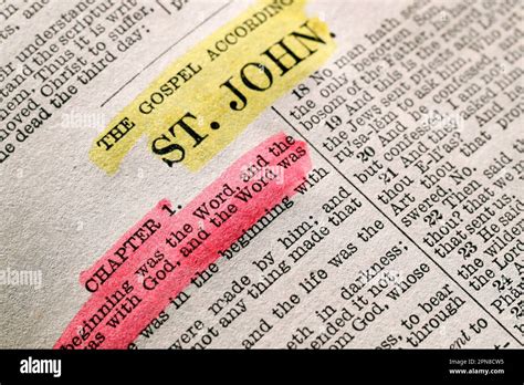 Open bible. Bible study. The gospel according to St John Stock Photo ...