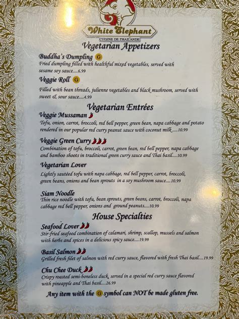 Menu At White Elephant Restaurant Philadelphia 759 Huntingdon Pike