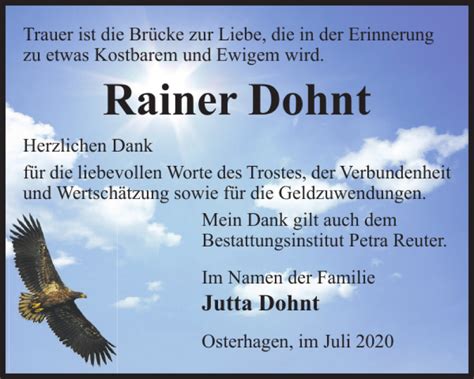 Traueranzeigen Von Rainer Dohnt Harztrauer De