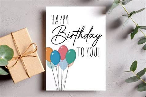 Birthday Card Printable With Cute Balloon Design