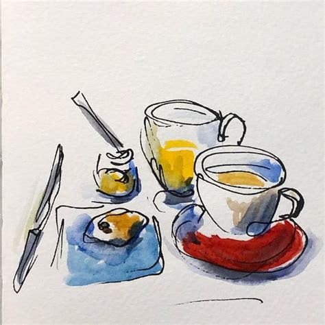 Eva Lena Watercolour And Ink On Instagram Breakfast This Morning In