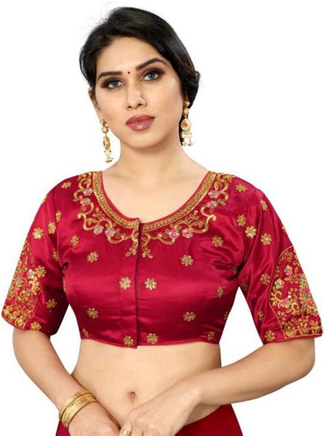 Buy Jay Pal Women Maroon Pure Silk Round Neck Blouse Online At Best