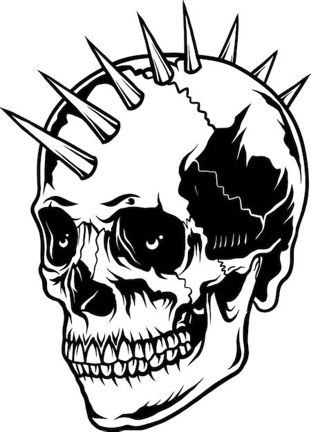 Premium Vector Close Up Punk Skull Head