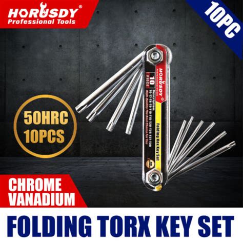 10 Pc Folding Locking Torx Hex Key Allen Wrench Driver Set Tamper