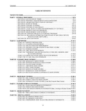 Fillable Online Faa Table Of Contents For AC 150 5370 10E STANDARDS