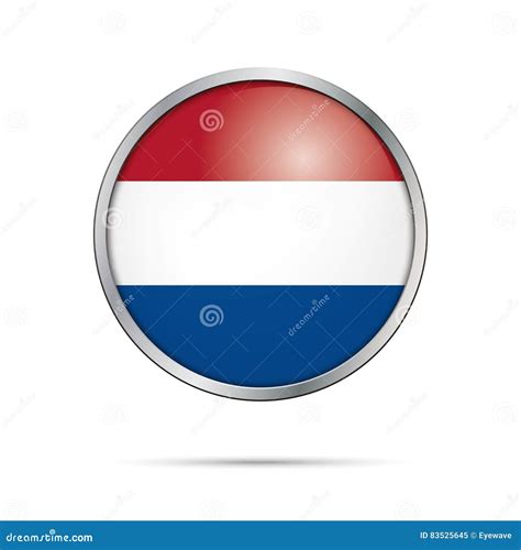 Vector Dutch Flag Button Netherlands Flag In Glass Button Style Stock