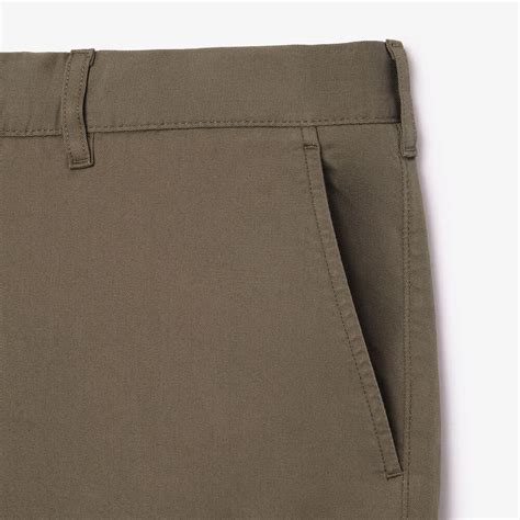 Mens Slim Fit Stretch Cotton Bermuda Shorts Khaki Green Lacoste New