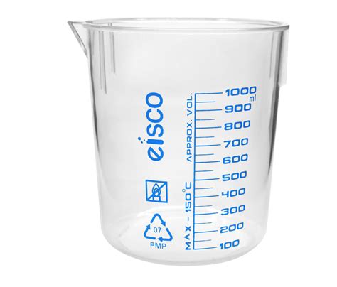 Beaker, 1000ml, TPX Plastic, with Spout – Blue Graduations | KLM Bio Scientific