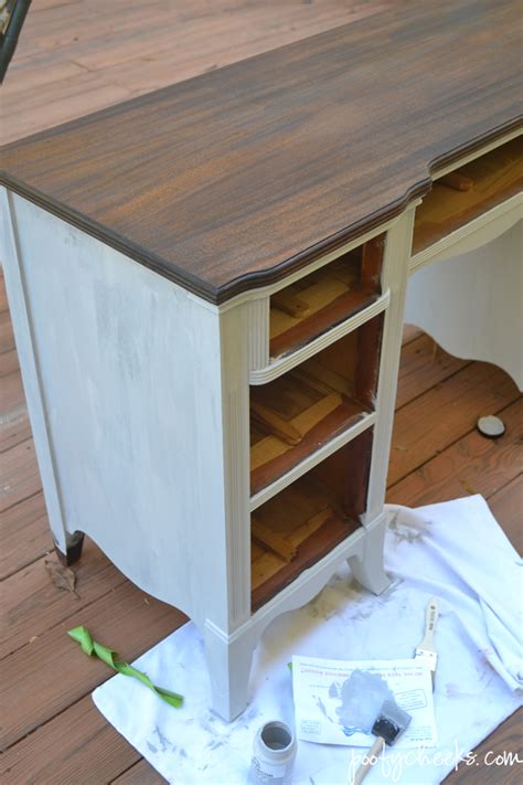 Two Toned Chalk Paint Vintage Desk Redo Poofy Cheeks Desk Redo