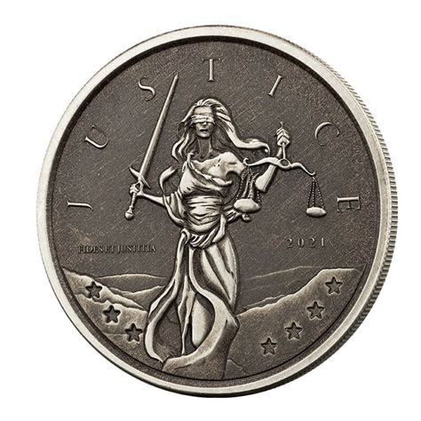 2021 Gibraltar Lady Justice 1 Oz Silver Antique Coin