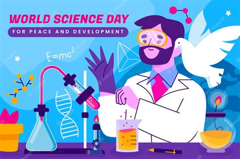 Ilustración Plana Del Día Mundial De La Ciencia Vector Premium