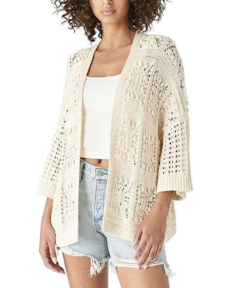 Lucky Brand Crochet Cardigan I In Natural Lyst