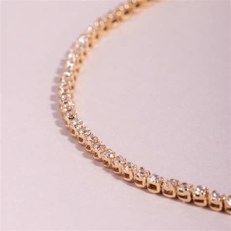 One OClock Brilliant Cut White Diamond Tennis Bracelet In 14K Gold