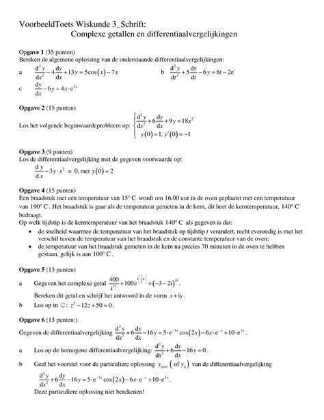 Voorbeeld Tentamen Wiskunde Comp En Diff Vgl Voorbeeldtoets Wiskunde